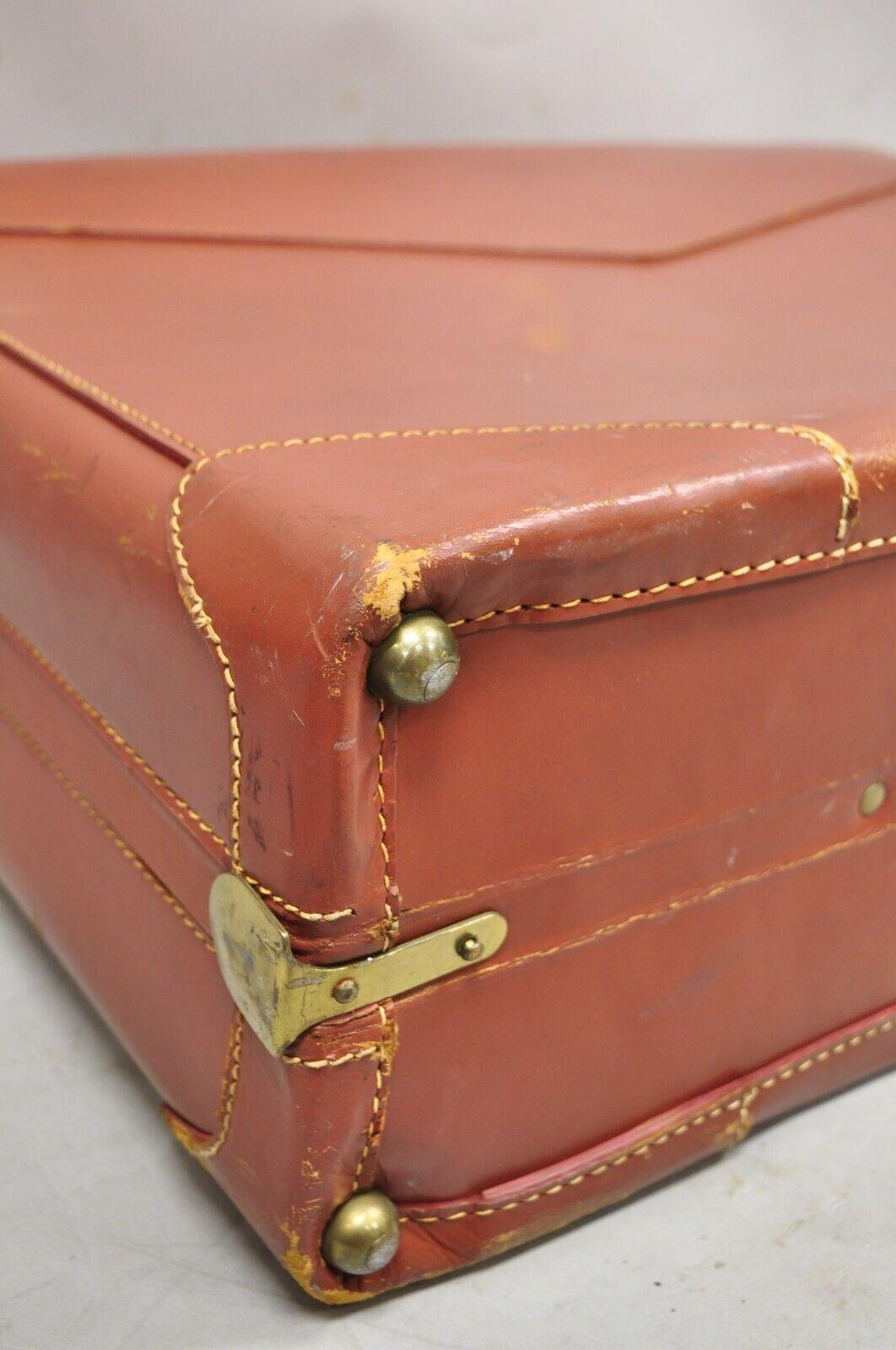 Vintage Genuine Top Grade Cowhide Brown Leather Suitcase Luggage For Sale 1