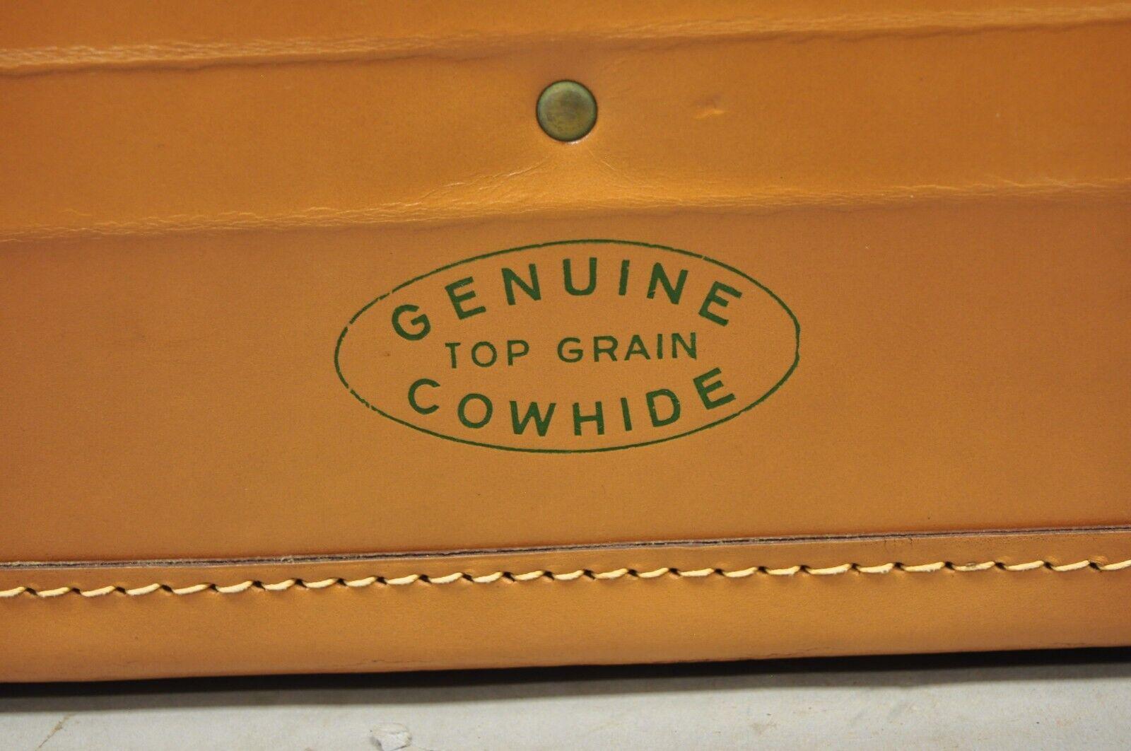 Modern Vintage Genuine Top Grain Cowhide Leather Orange Suitcase Luggage