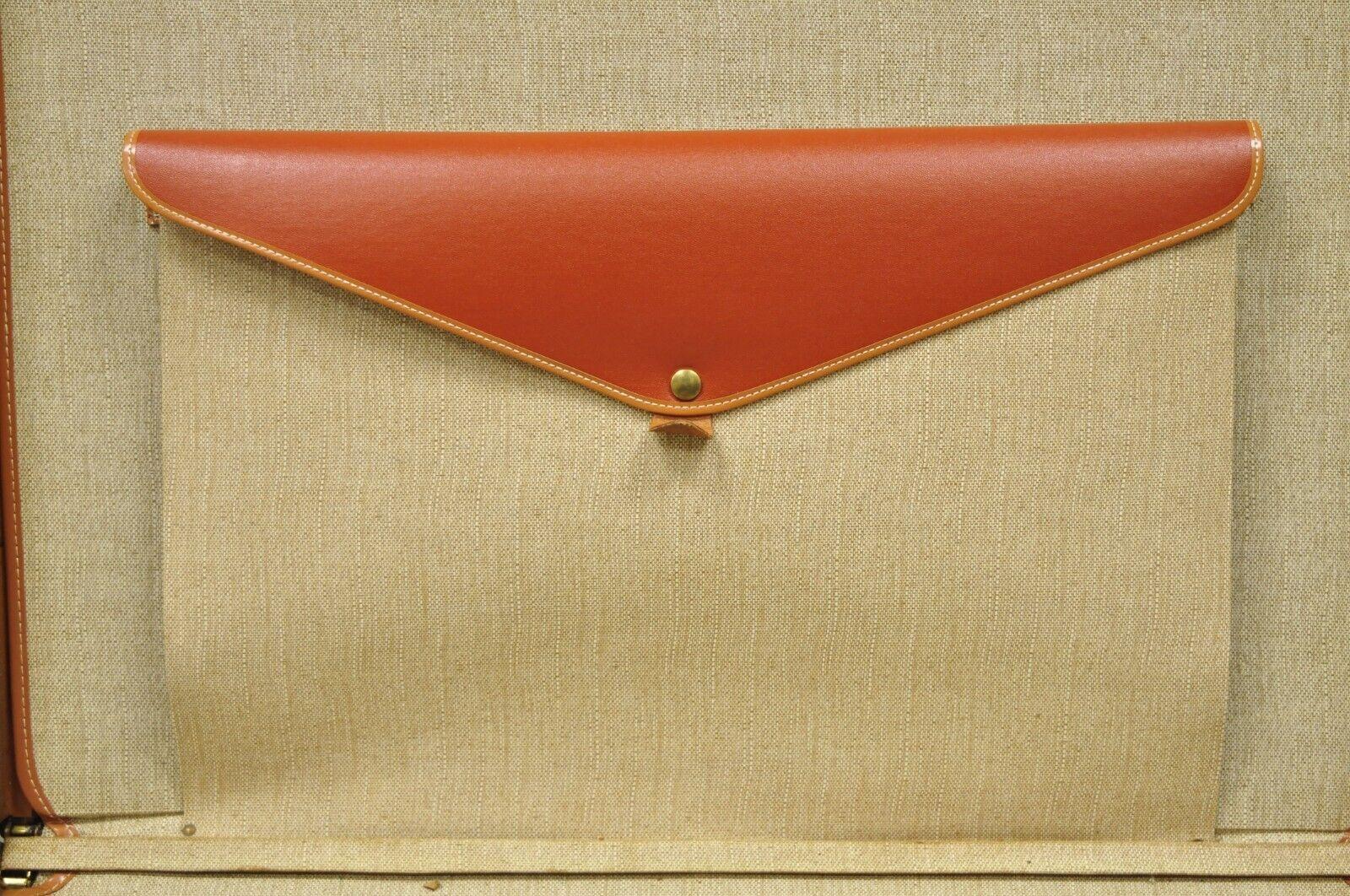 20th Century Vintage Genuine Top Grain Cowhide Leather Orange Suitcase Luggage
