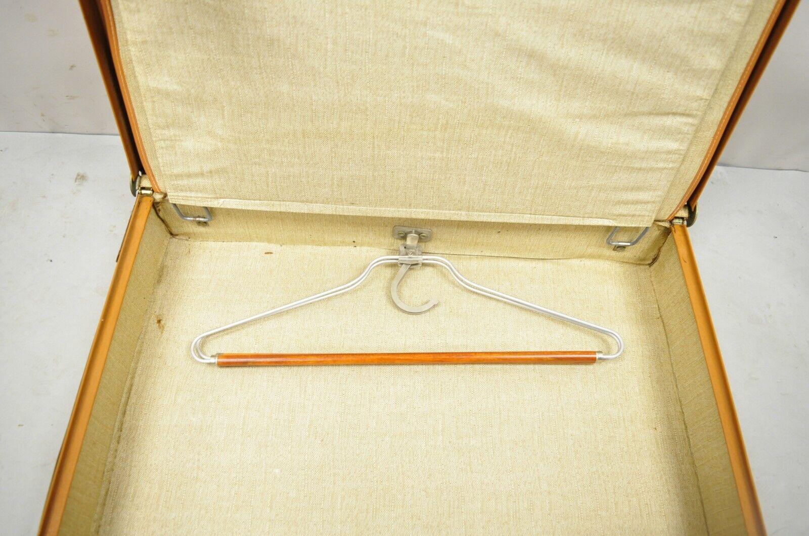 Vintage Genuine Top Grain Cowhide Leather Orange Suitcase Luggage 3