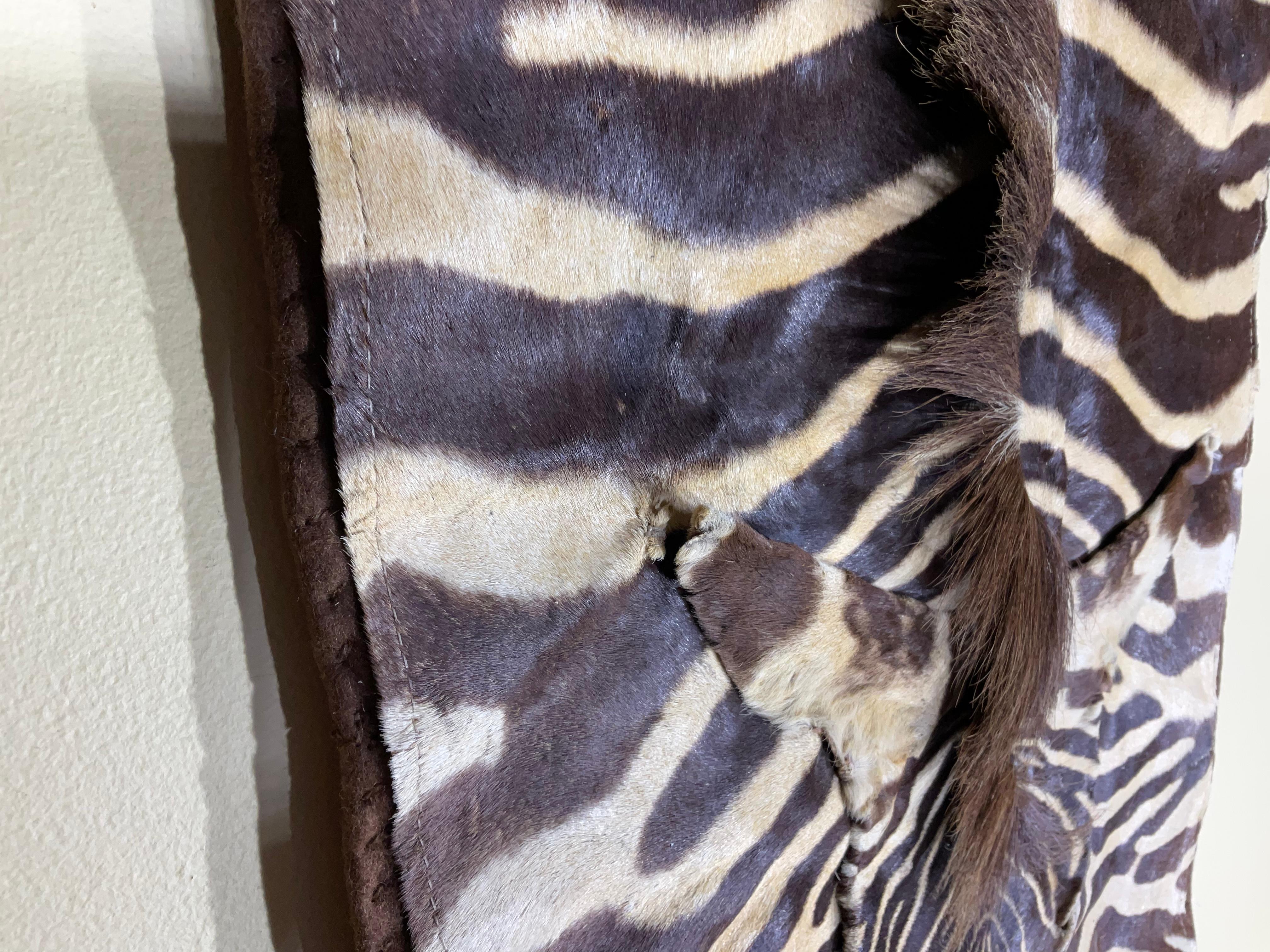 Hand-Crafted Vintage Genuine Zebra Hide Wall Hanging For Sale