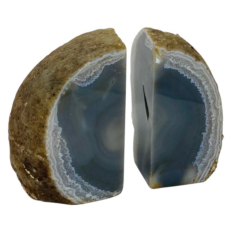 Vintage Geode Quartz Bookends For Sale