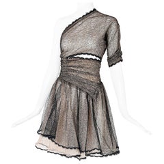 Vintage Geoffery Beene Single Shoulder Lace Mini-Dress w/Cutout Detail at Waist