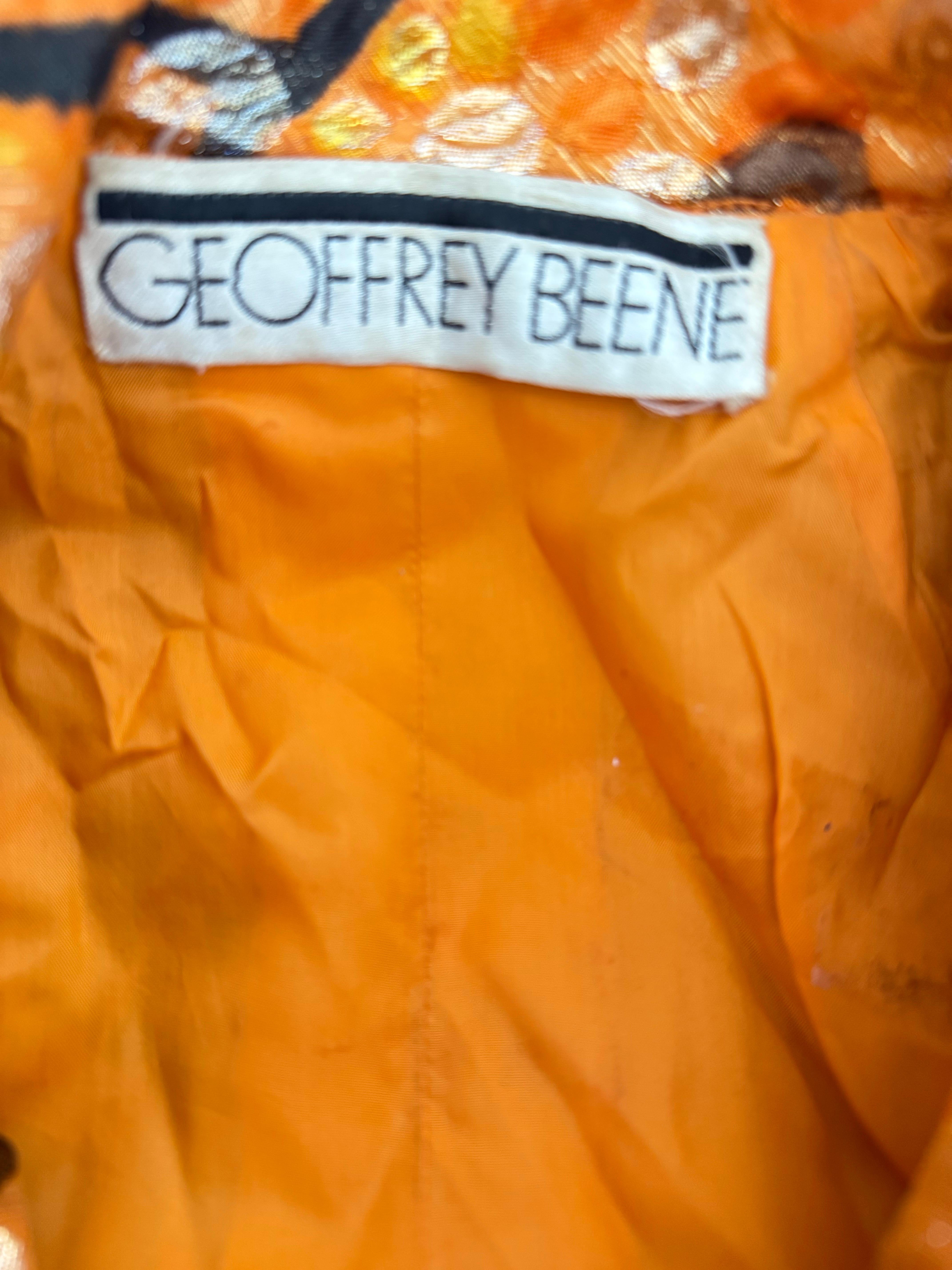 Women's Vintage Geoffrey Beene 1960s Orange Metallic Brocade Wrap 60s Coat Dress Jacket For Sale