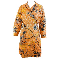 Vintage Geoffrey Beene 1960s Orange Metallic Brocade Wrap 60s Coat Dress Jacket