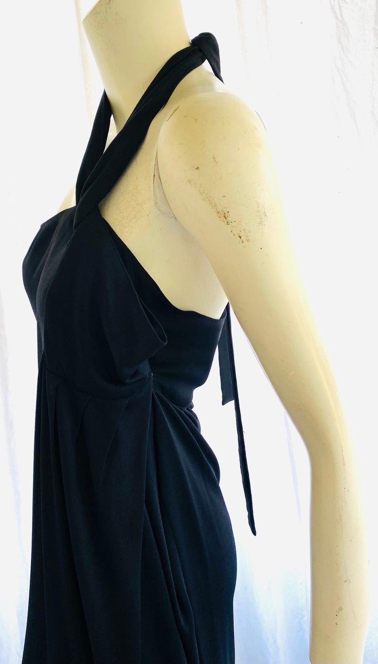 Incredible 1990s Geoffrey Beene Couture Dusty Green Jersey Plunge Dress w Sequins main image 0