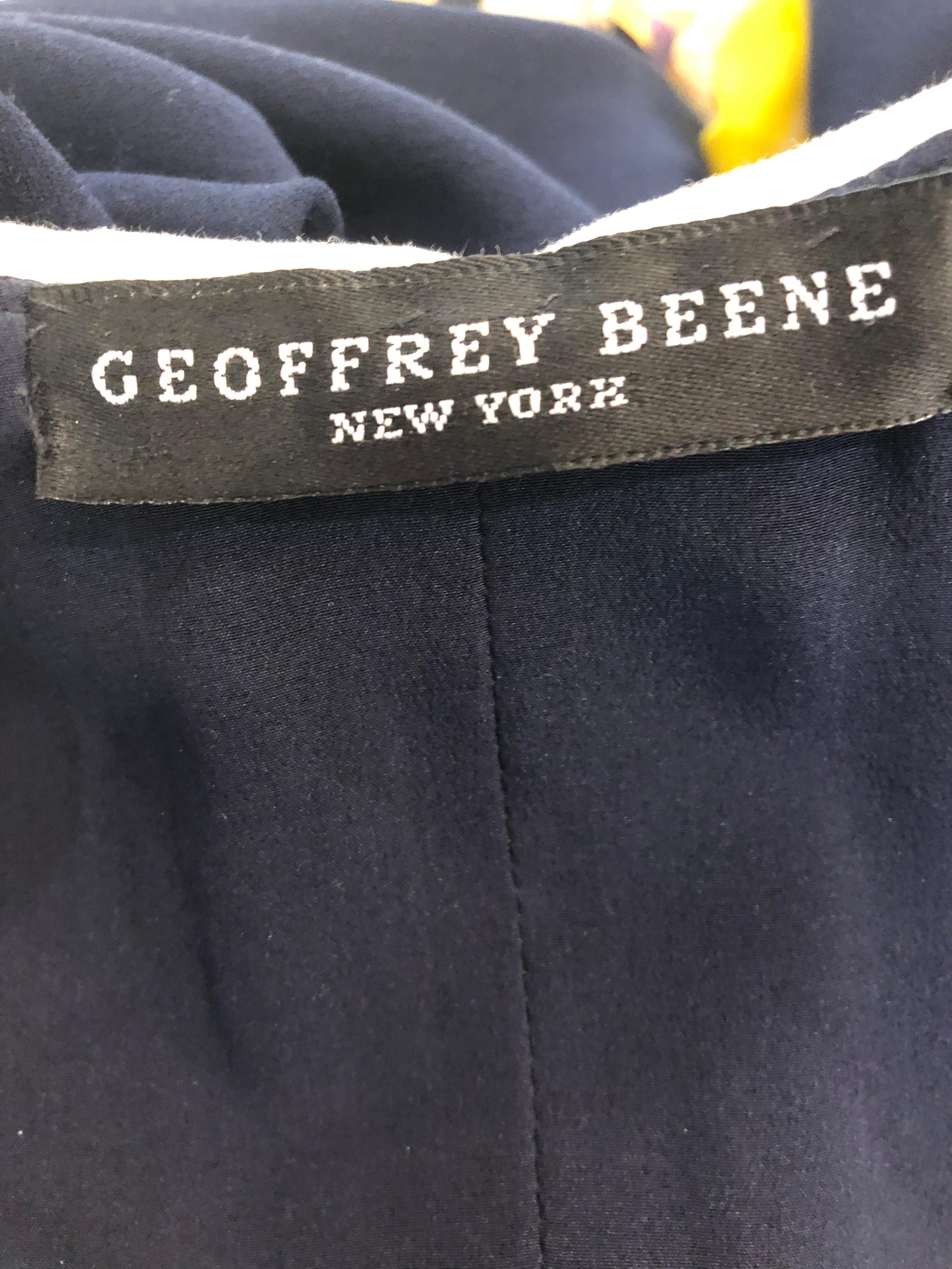 Vintage Geoffrey Beene Size 12 Navy Blue White Silk 80s Jumpsuit 1980s Nautical For Sale 8