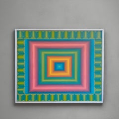 Pintura abstracta geométrica vintage, firmada "LaFollette"