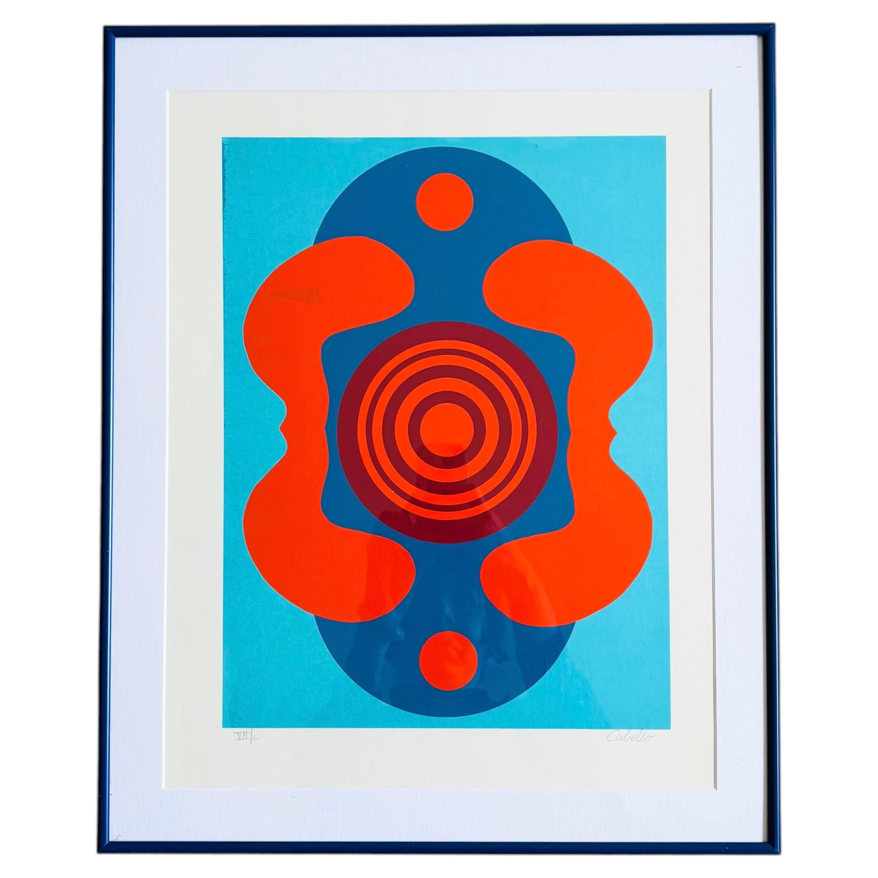 Vintage Geometric Abstract Serigraph by Cabello