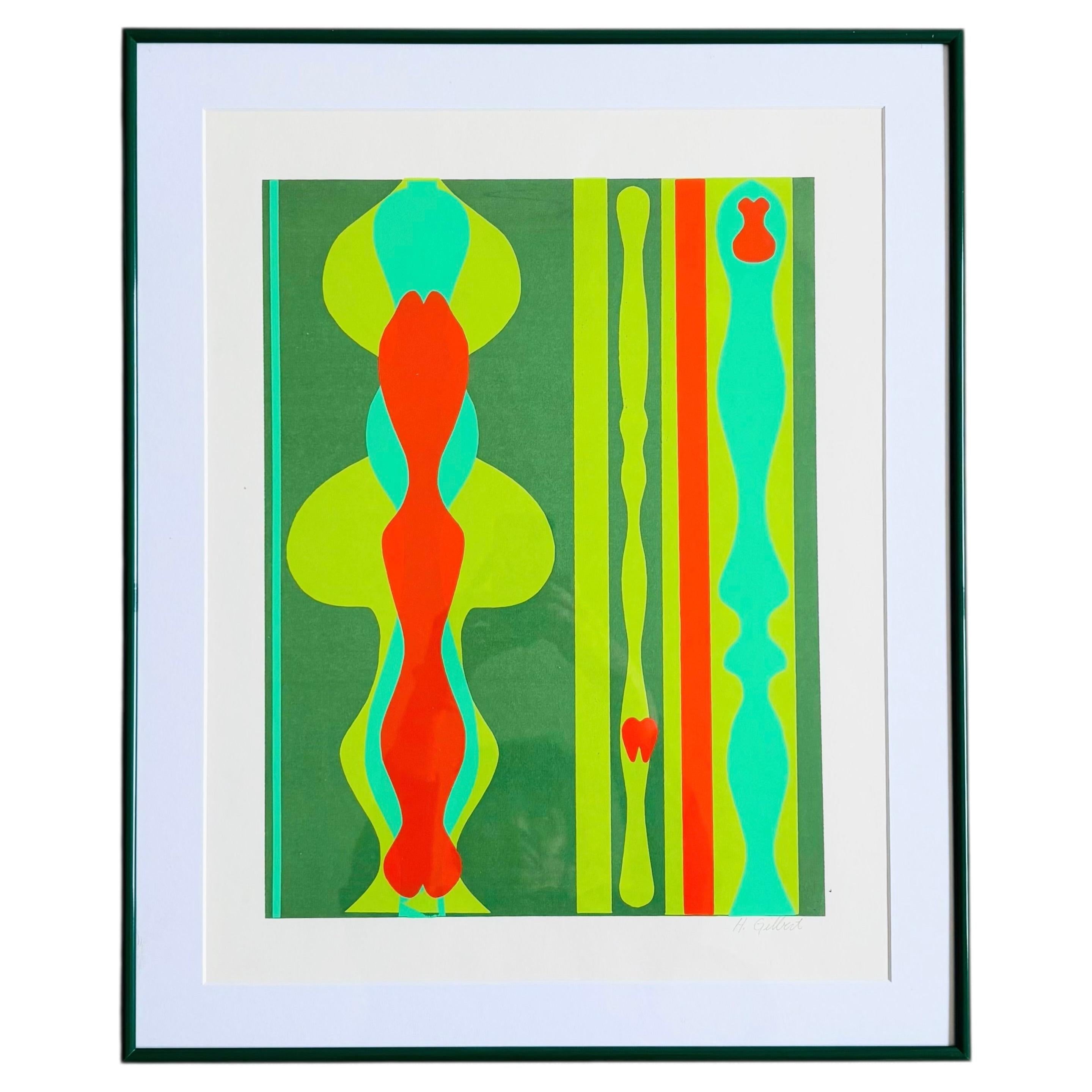 Vintage Geometric Abstract Serigraph by H. Gilbert