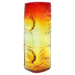 Vintage Geometric Amberina Pillar Vase Designed by Joel Myers for Blenko