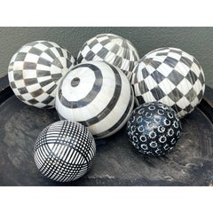 Vintage Geometric Assorted Spheres - Set of 6
