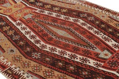Vintage Geometric Beige Brown and Red Wool Kilim Rug by Rug & Kilim