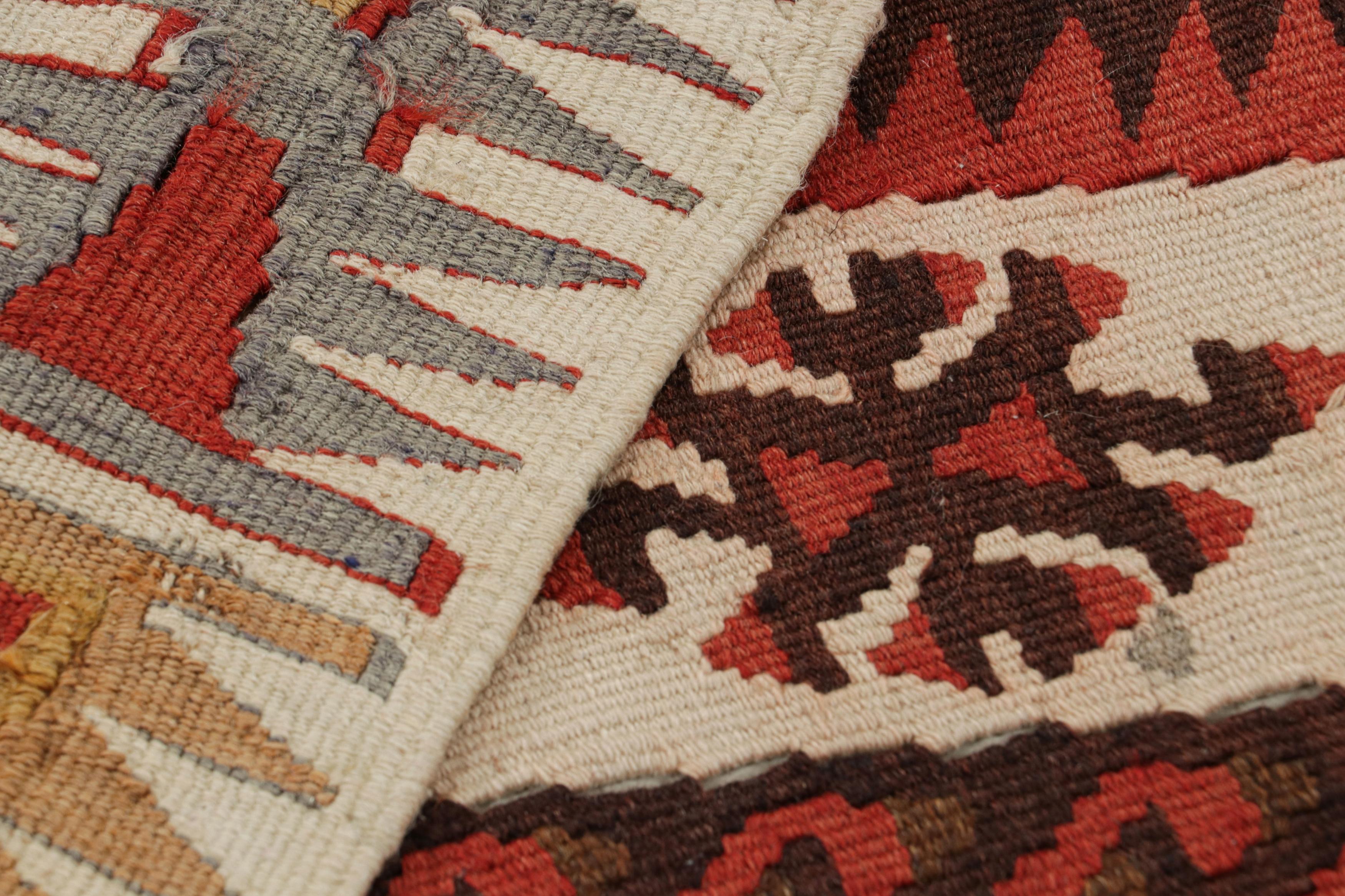 Vintage Geometric Beige Brown and Red Wool Kilim Rug by Rug & Kilim For Sale 1