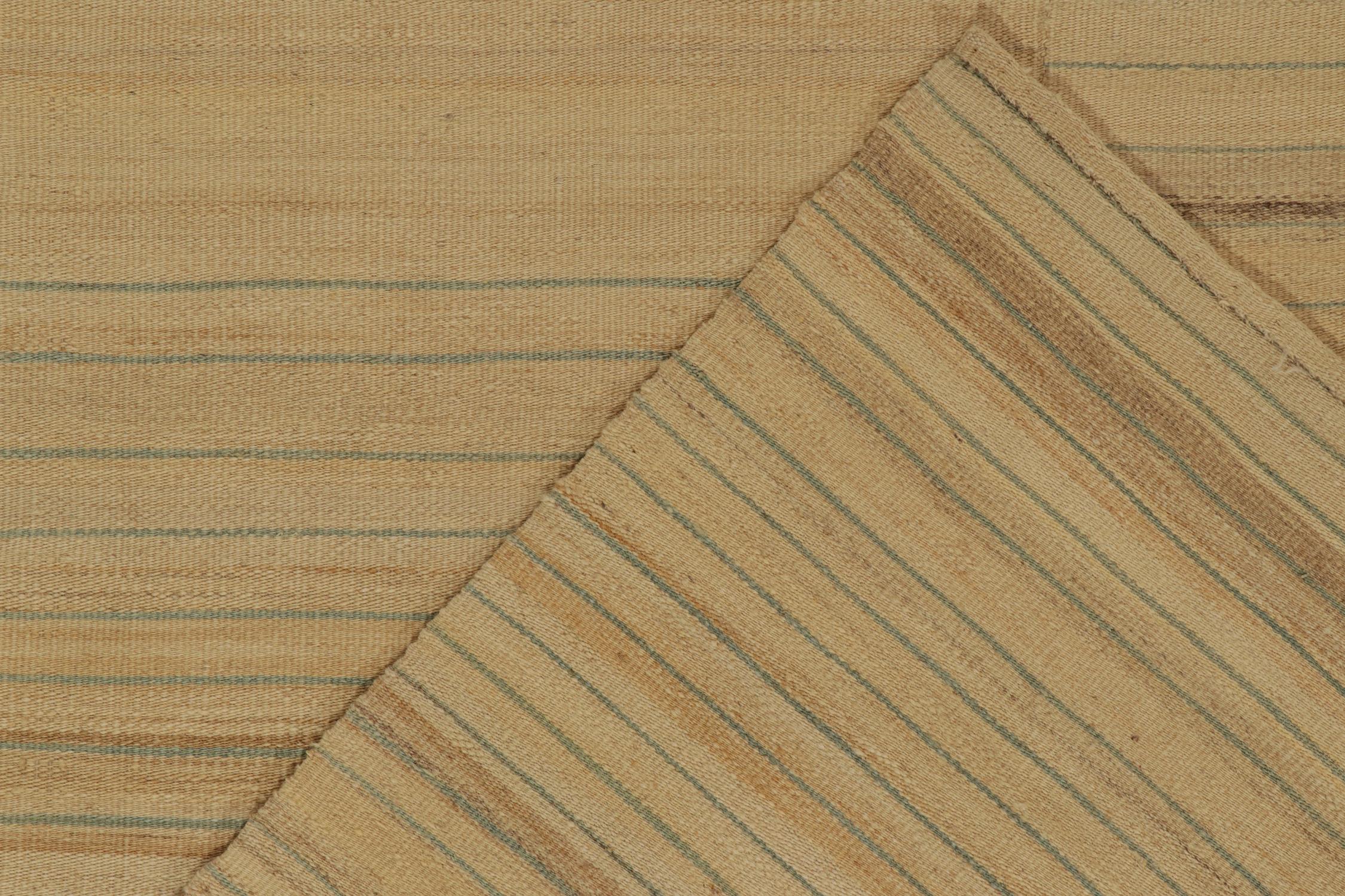 Vintage Geometric Beige Wool Kilim by Rug & Kilim For Sale 1