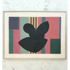 Impression géométrique vintage sur papier signée par Sidney Guberman