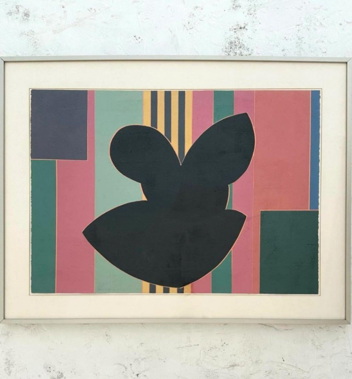 Geometrischer Blockdruck auf Papier, signiert von Sidney Guberman, Vintage (Nordamerikanisch) im Angebot
