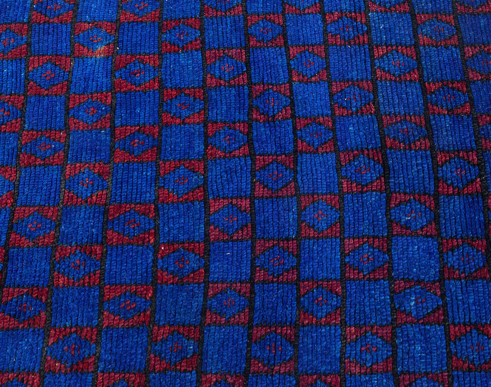 Vintage Geometric Blue Red Moroccan Rug
Size: 6'8