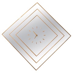 Vintage Geometric Brass Hanging Wall Clock + Mirror by Sharon Art Concept