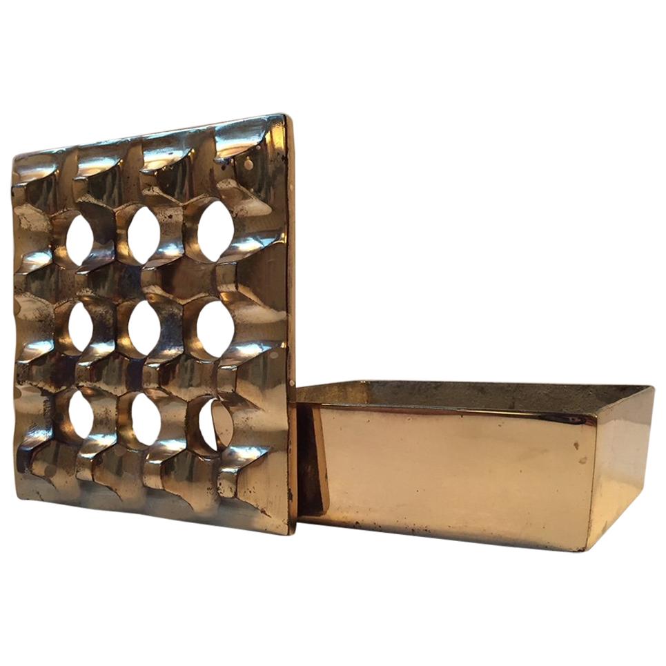 Vintage Geometric Brass Ultima Ashtray by Bäckström & Ljungberg, 1970s