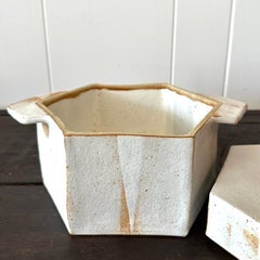 Vintage Geometric Ceramic Container With Lid