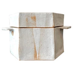 Vintage Geometric Ceramic Container With Lid
