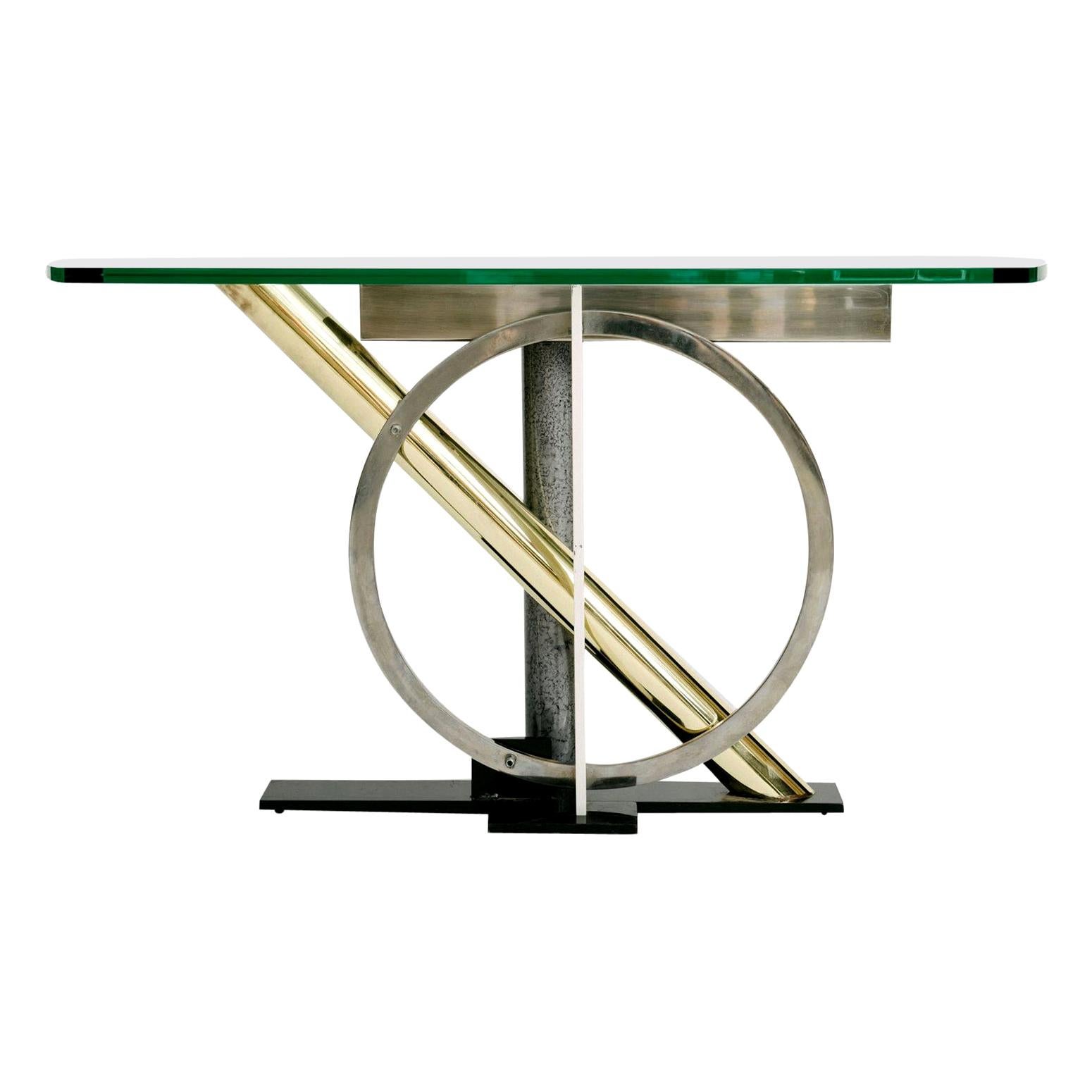 Vintage Geometric Console Table by Kaizo Oto For Sale