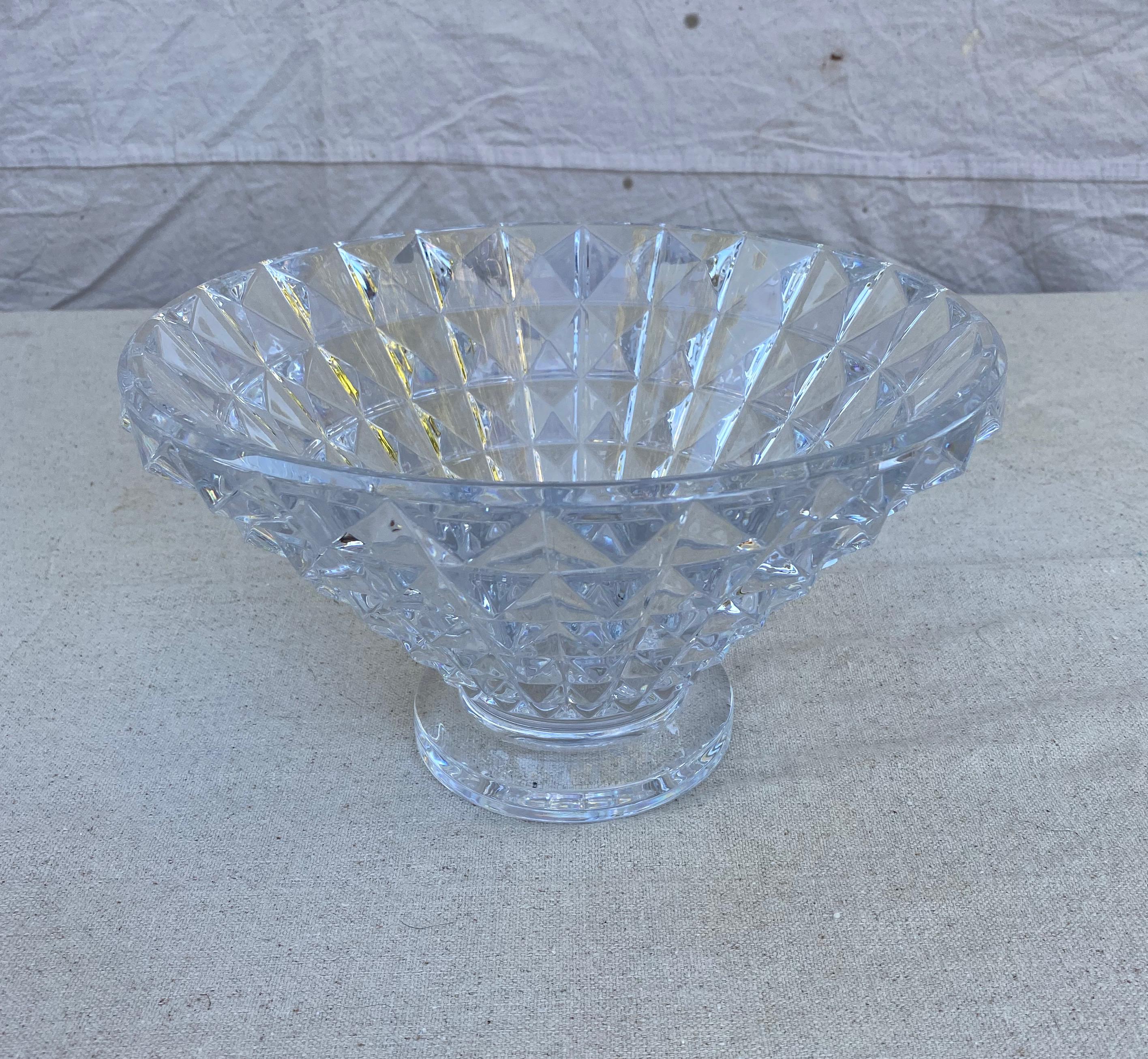Vintage Geometric Cut Patterns Crystal Bowl For Sale at 1stDibs