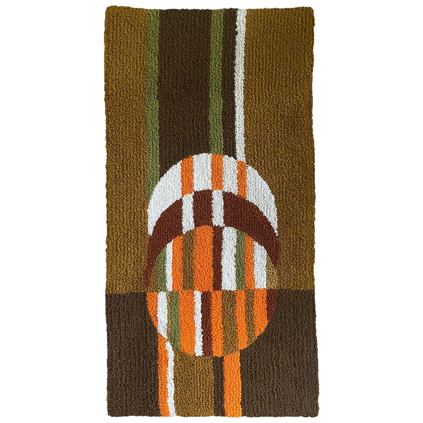 Vintage Geometric Czech Carpet, Tapestry, circa 1970s