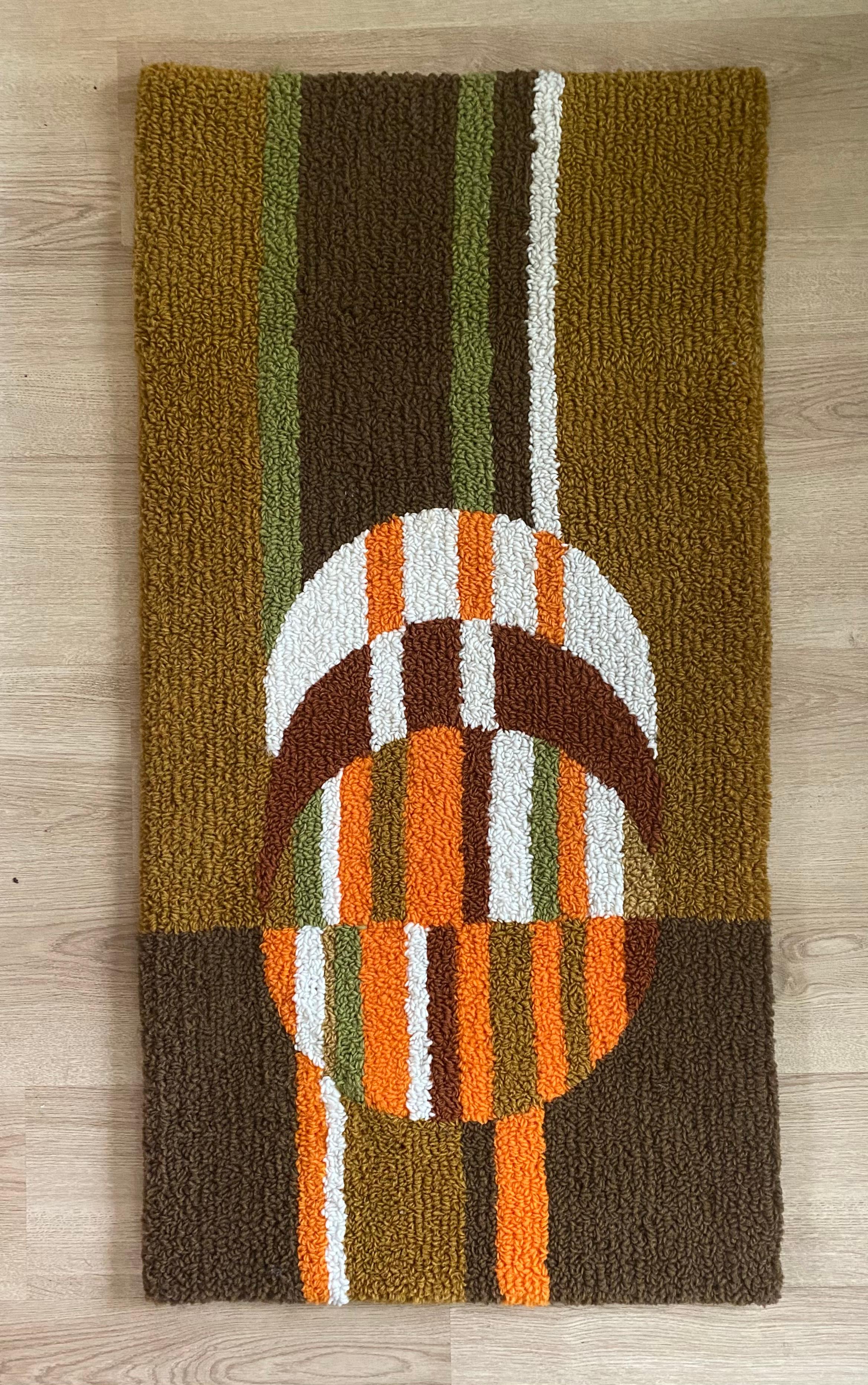 20th Century Vintage Geometric Czech Carpet, Tapestry, circa 1970s For Sale