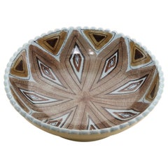 Bol décoratif géométrique vintage par Gunvor Olin Gronqvist pour Arabia of Finland