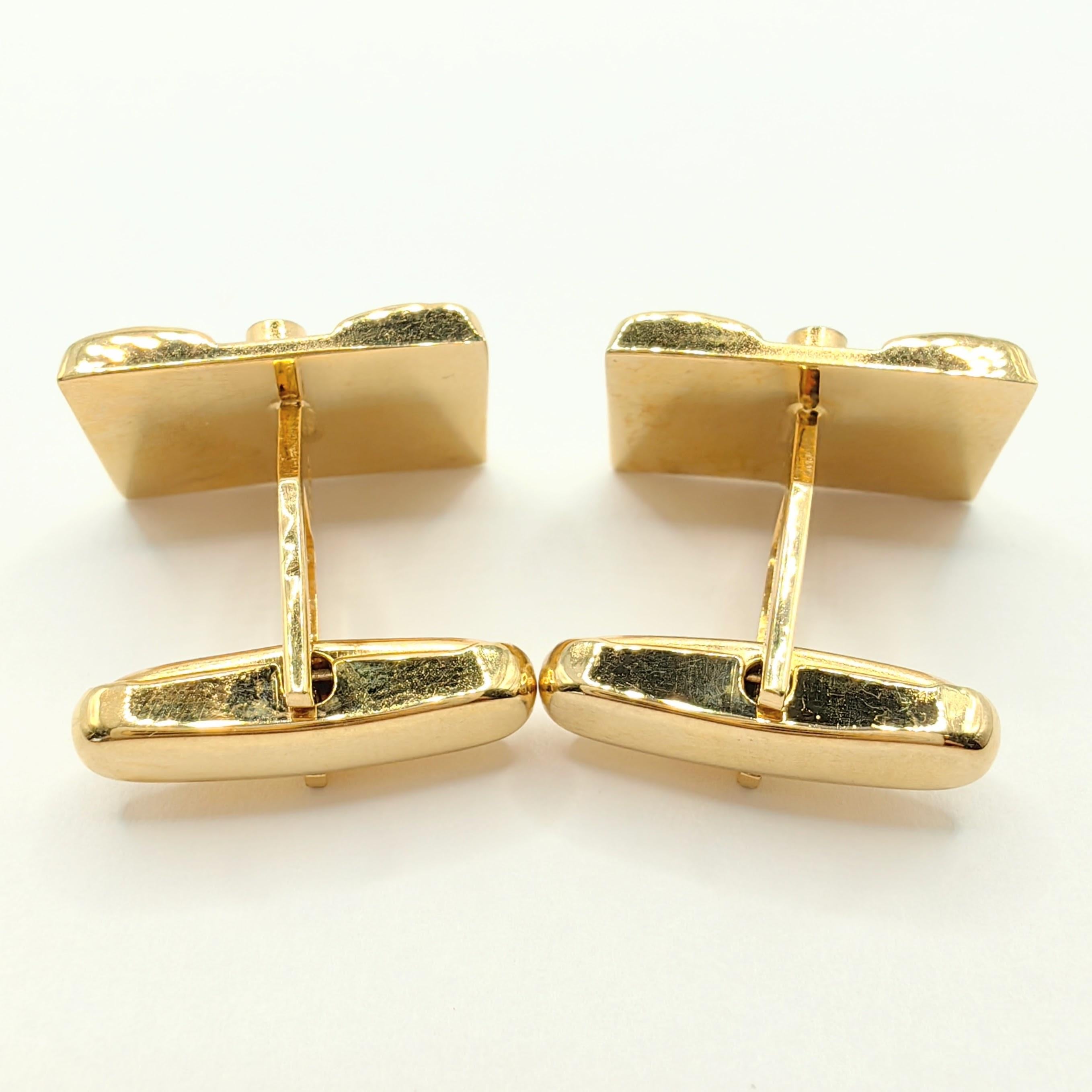 Contemporary Vintage Geometric Design Cufflinks in 18K Yellow & White Two-tone Gold