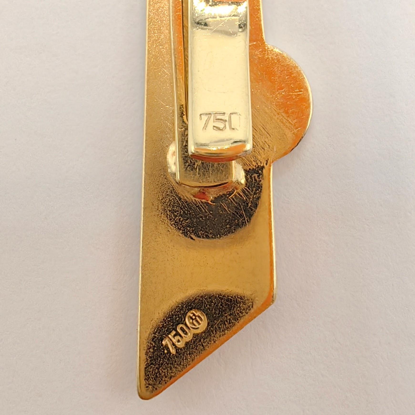 Vintage Geometric Design Tie Clip With Chain in 18K Yellow & White Two-tone Gold For Sale 2