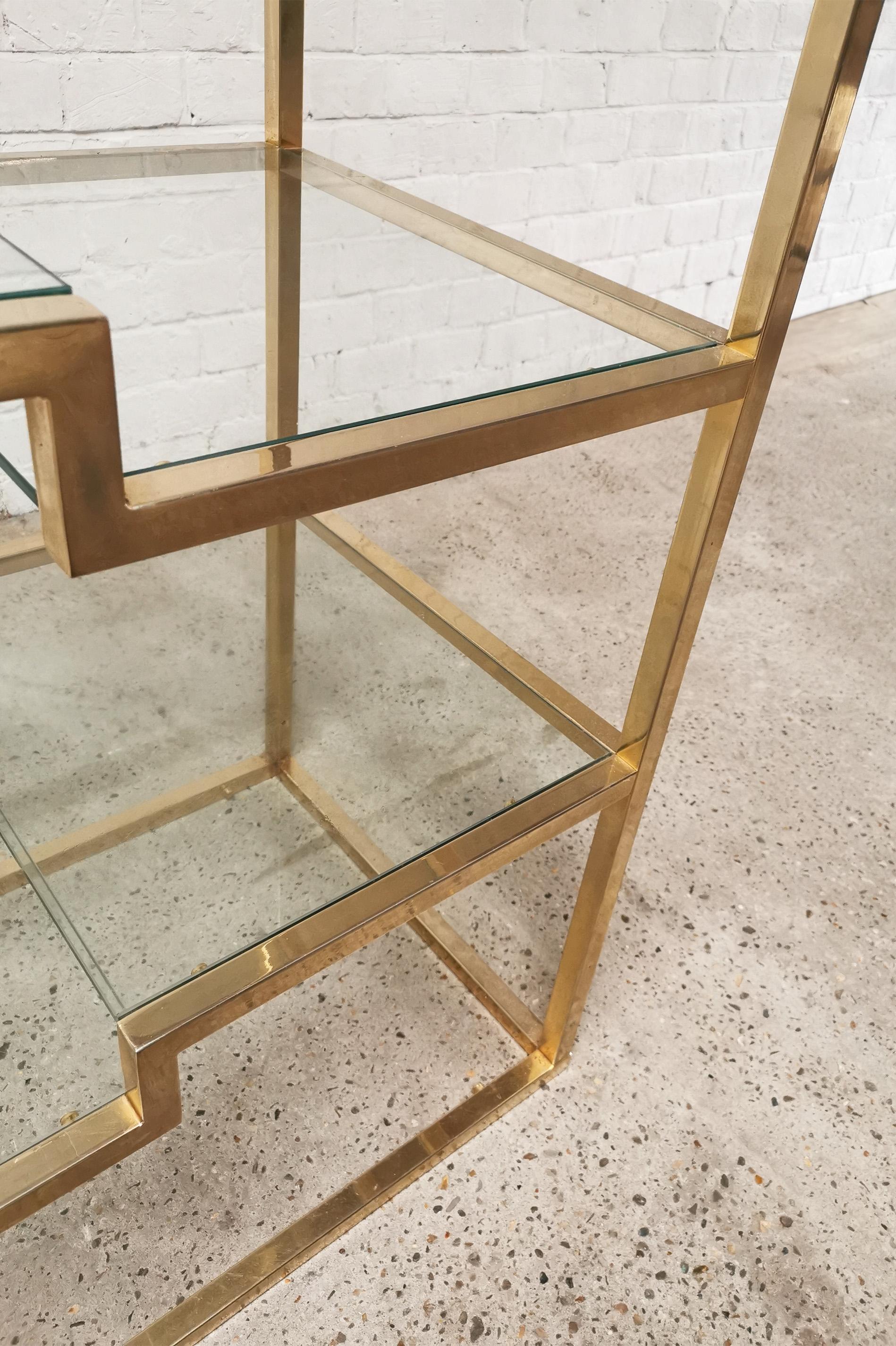 Brass Vintage Geometric Gold-plated Shelving Unit by Belgo Chrom, 1970s For Sale