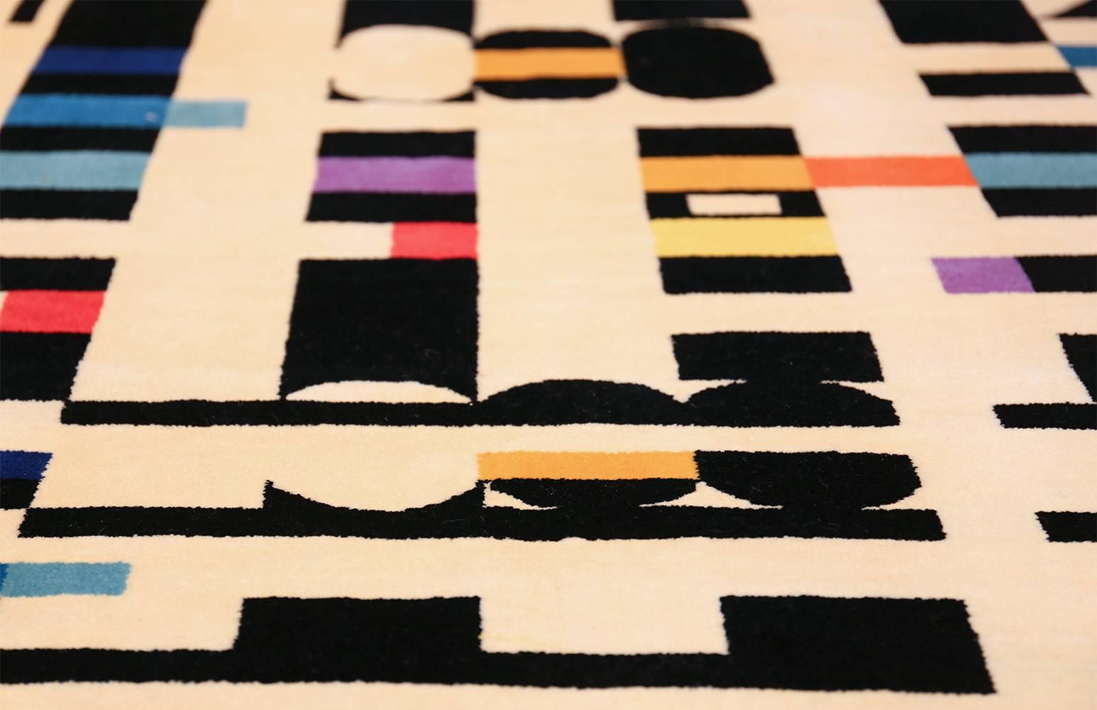 20th Century Vintage Geometric Israeli Rug by Yaacov Agam. Size: 5 ft 7 in x 7 ft 1 in