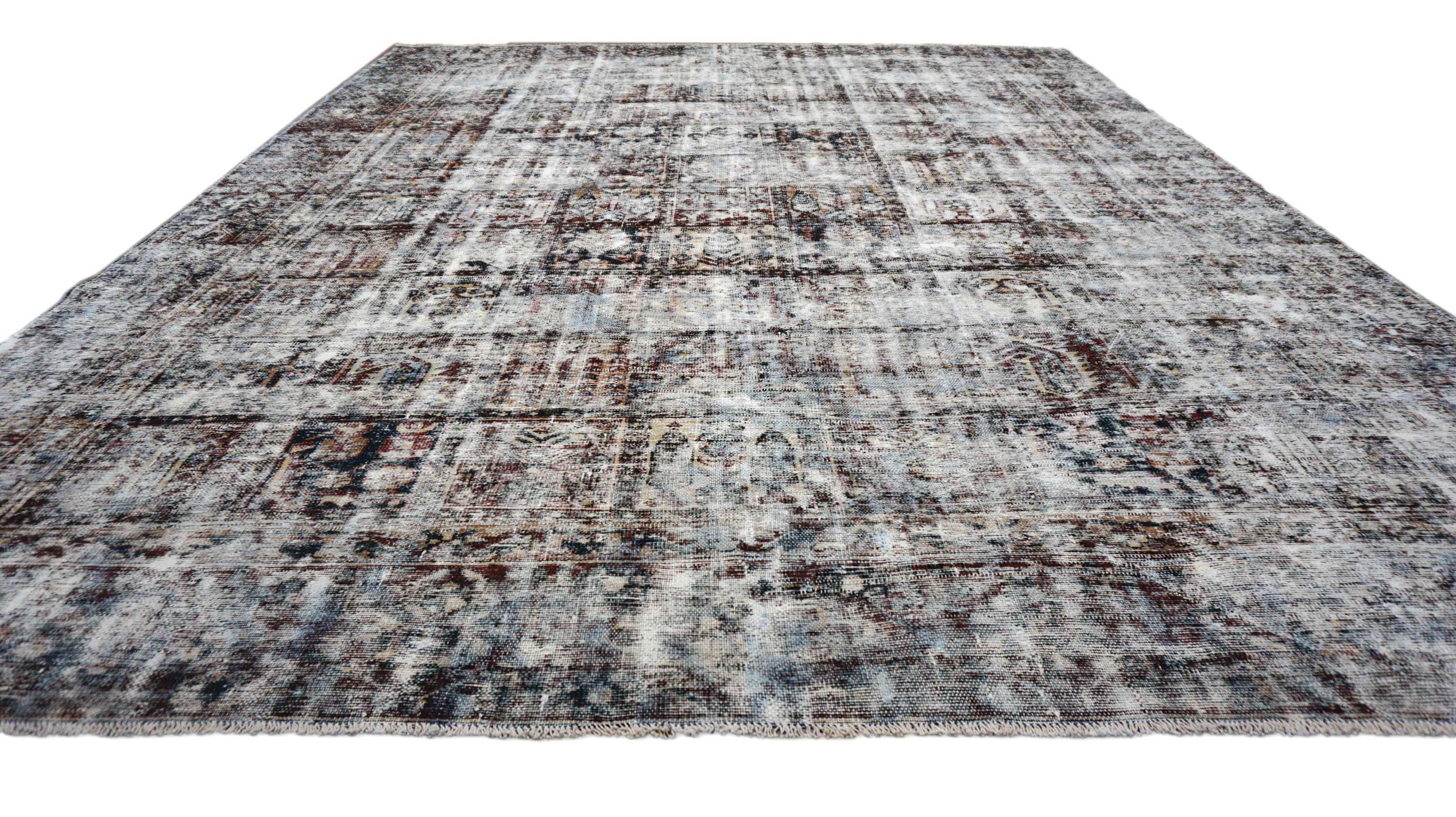 Alfombra de lana envejecida roja marfil geométrica vintage 9'8''x12' Arte popular en venta