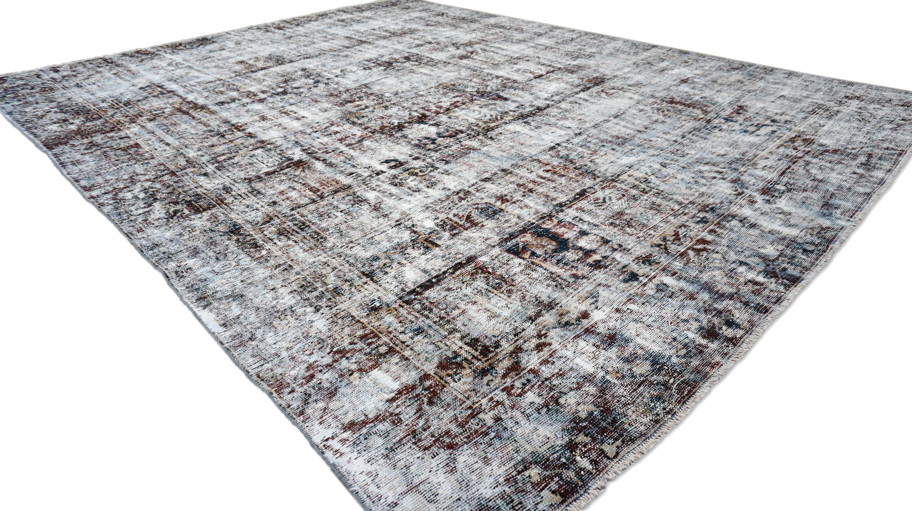 Alfombra de lana envejecida roja marfil geométrica vintage 9'8''x12' Anudado a mano en venta