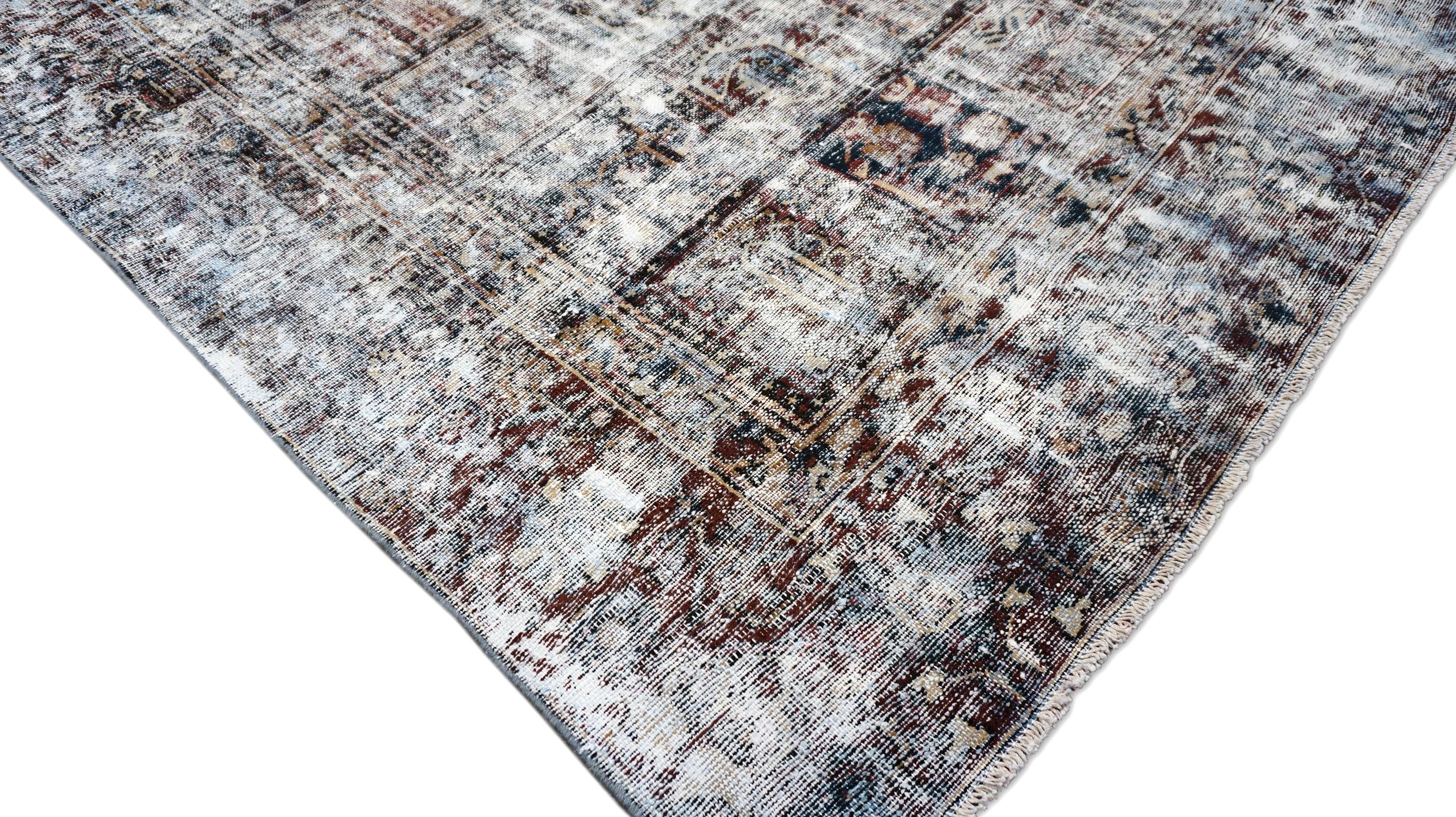 Alfombra de lana envejecida roja marfil geométrica vintage 9'8''x12' en Bueno estado para la venta en Torrance, CA