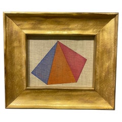 Pintura al óleo al pastel geométrica vintage de la Galería Deschamps, París