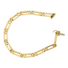 Vintage Geometric Openwork Link Bracelet in Yellow Gold, 1970s