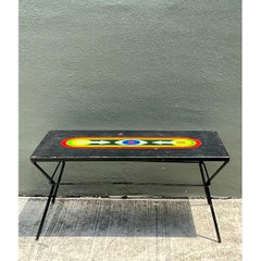 Vintage Geometric Painted Wood Table