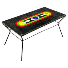 Vintage Geometric Painted Wood Table