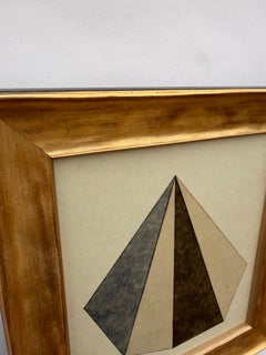 Vintage Geometric Pyramid Oil Pastel on Paperboard