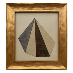 Vintage Geometric Pyramid Oil Pastel on Paperboard