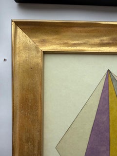 Vintage Geometric Pyramid Oil Pastel Painting