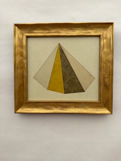 Vintage Geometric Pyramid Oil Pastel Painting