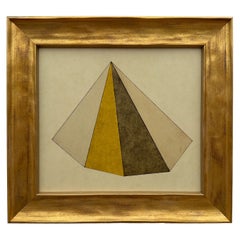 Vintage Geometric Pyramid Oil Pastel Painting