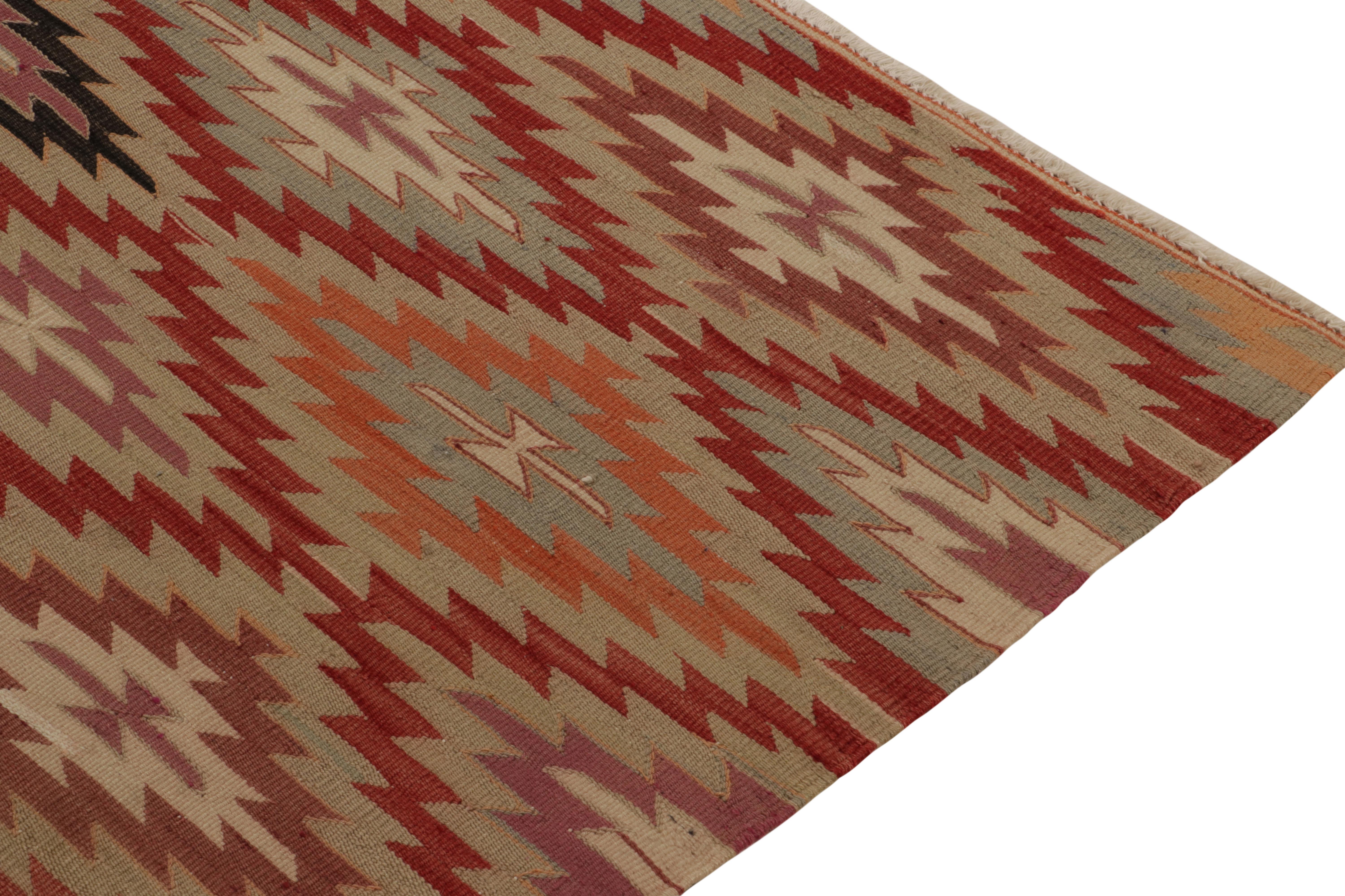 Vintage Tribal Kilim rug in Red, Orange and Blue Geometric patterns In Good Condition For Sale In Long Island City, NY