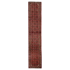 Geometrischer Vintage-Läufer, Burgunderroter Teppich, Teppich-Läufer, Wollteppich