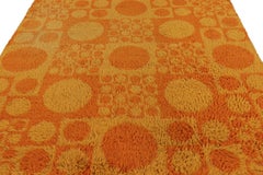 Vintage Geometric Scandinavian Rug in Orange and Gold, from Rug & Kilim
